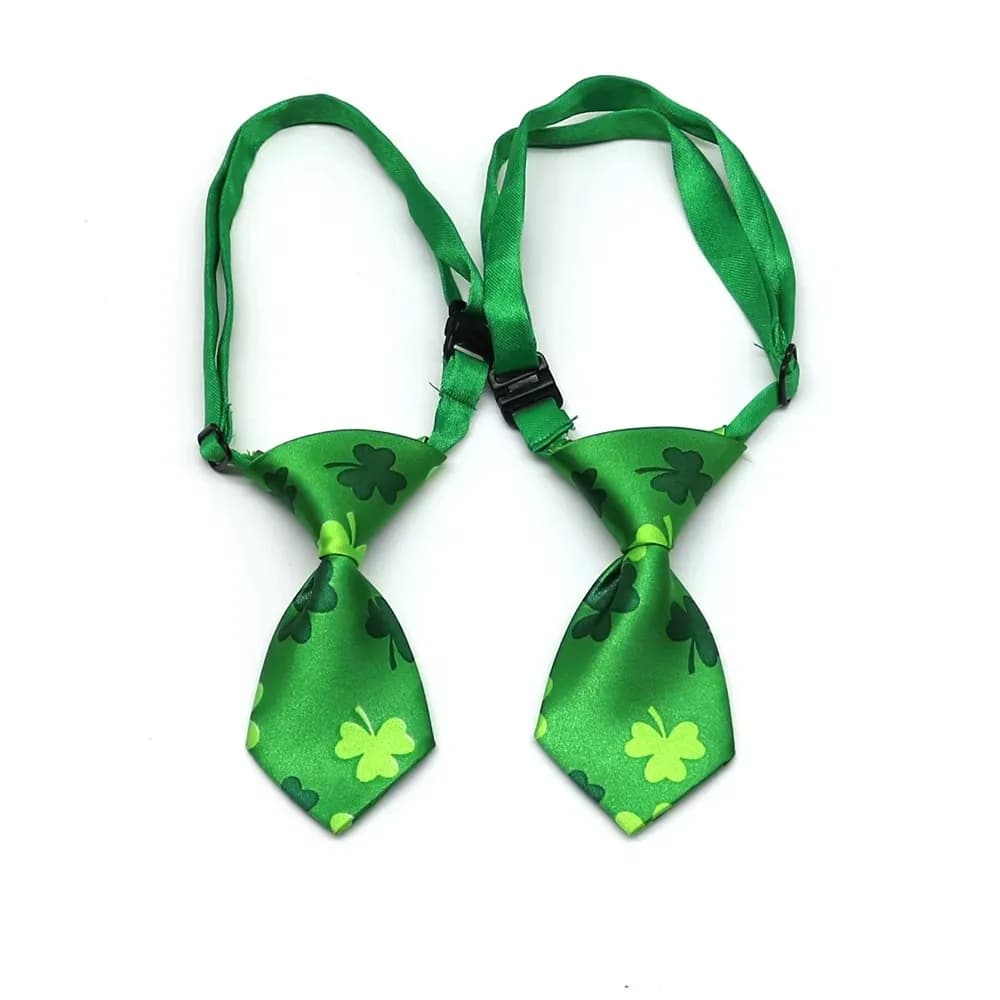 20 Pezzi Papillon Verdi per Cani, Cravatte Regolabili con Stampa Quadrifoglio per Festa di San Patrizio, Accessori per Toelettatura