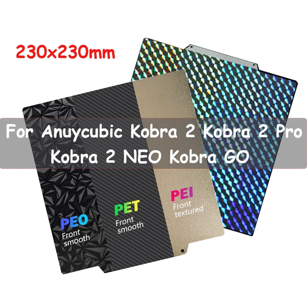 Piastra di stampa magnetica 3D Kobra 2/Kobra Go/Kobra Neo in PET PEO 230x230 a doppia faccia PEI PET PEO per upgrade letto riscaldato stampante 3D