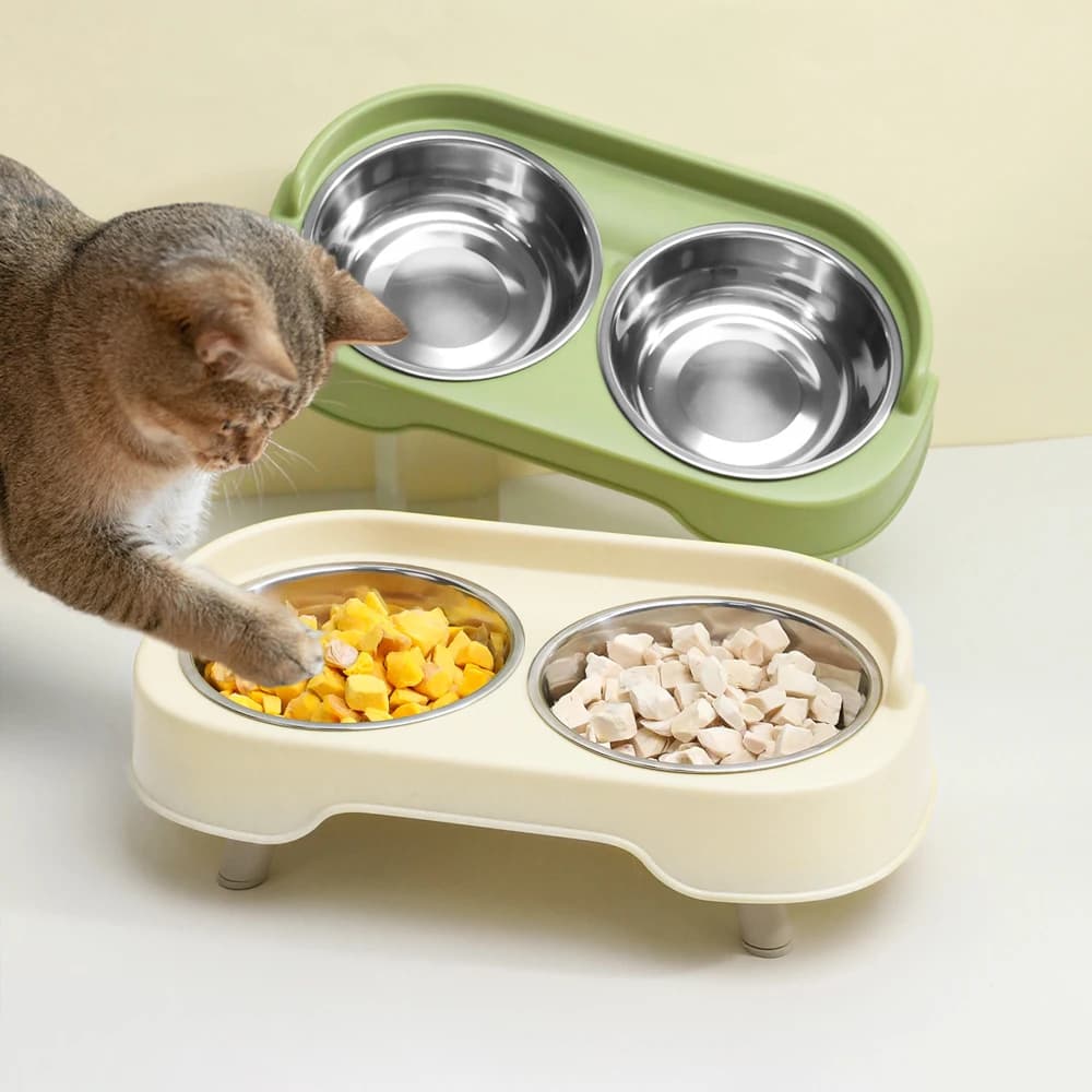 1 PC antiscivolo doppio ciotola per cani con tappetino durevole in acciaio inossidabile acqua alimentatore per alimenti per animali domestici ciotole per cani gatti