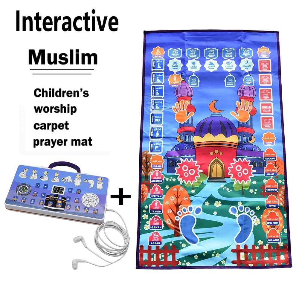 Tappeto da preghiera interattivo islamico Tappeto musulmano per bambini Culto Salat Musallah Tappetini da preghiera Altoparlante digitale elettronico Box Kid
