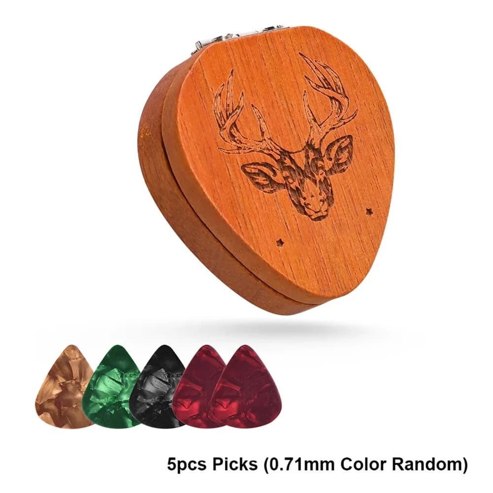 Durable Mahogany Guitar Picks Brown-red Guitar Plectrum Storage Box Guitar Picks For Guitar