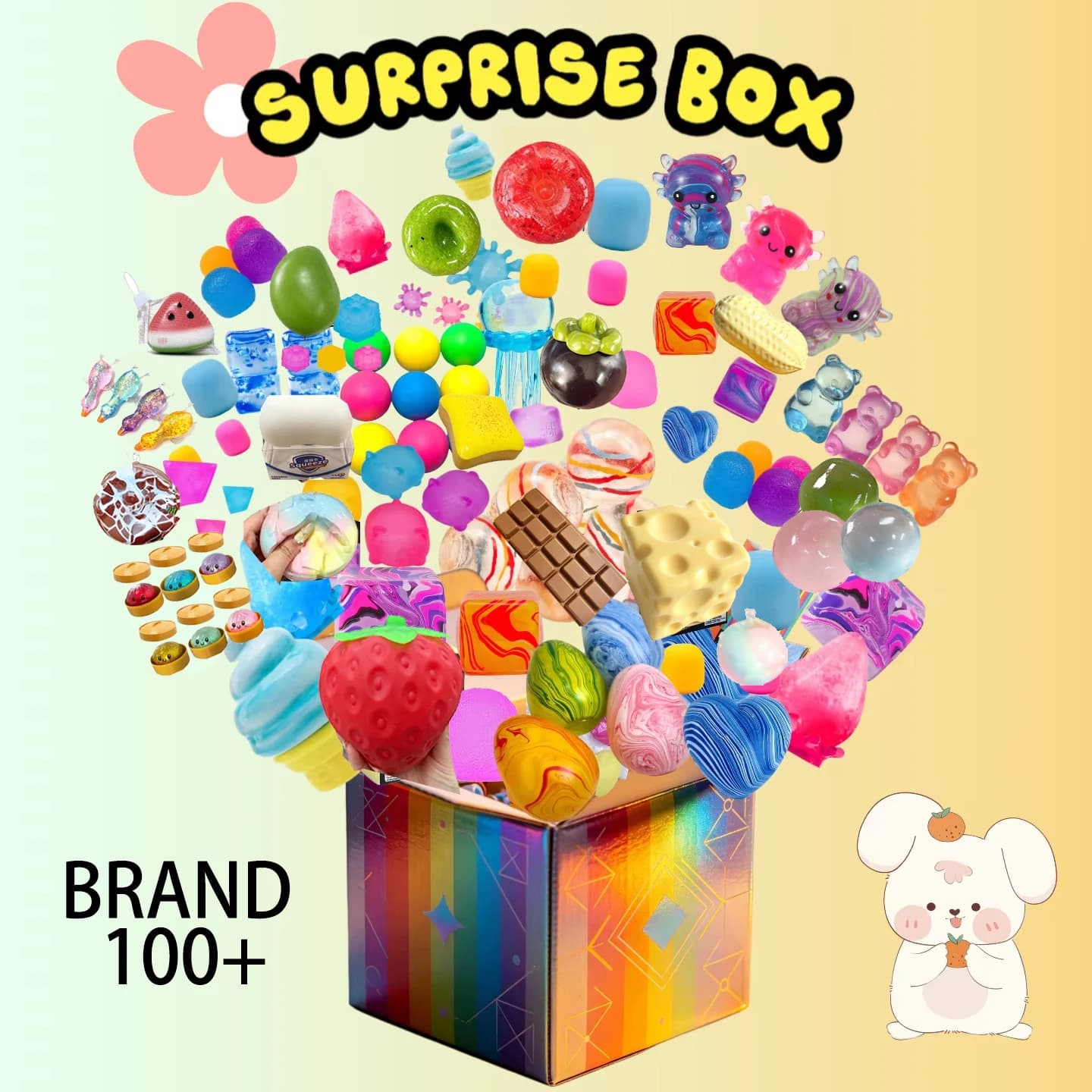 100+Pcs Squishy Blind Box Mystery Toy Slow Rebound Squishy Figures Sensory Fidget Toys Stress Relief Gifts for Kids Party Favors