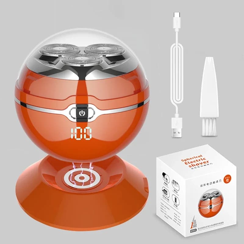 Electric Spherical Shaver for Men Recharge Wireless 3D Floating Blade Head Mini Travel Rechargeable Shaving Shaver with Safety Lock