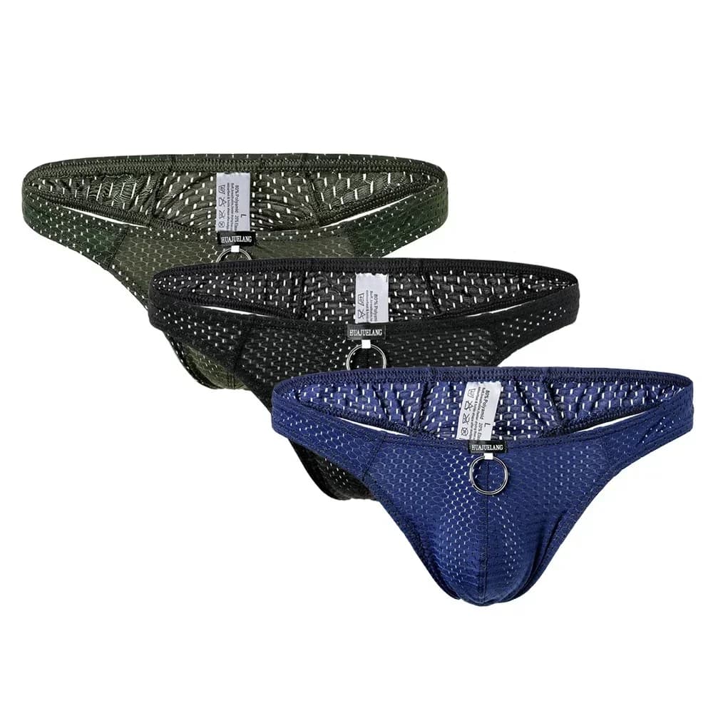 Sexy Breathable Men's Breathable Bristle Low Waist Comfy Underwear Gay in Transparent Network