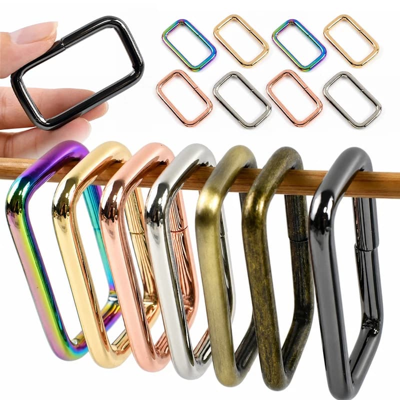 20Pcs Metal Rectangle Ring Buckles for Handbag Backpack Strap Webbing Connector Loops DIY Pet Leash Sewing Hardware Parts