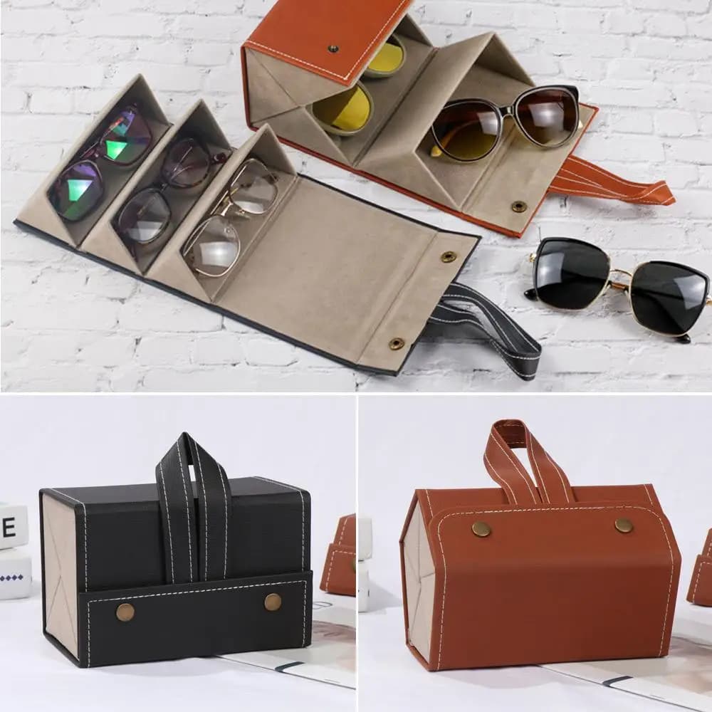 Folding Portable Display Storage Box Glasses Organizer Eyeglasses Holder Sunglasses Case