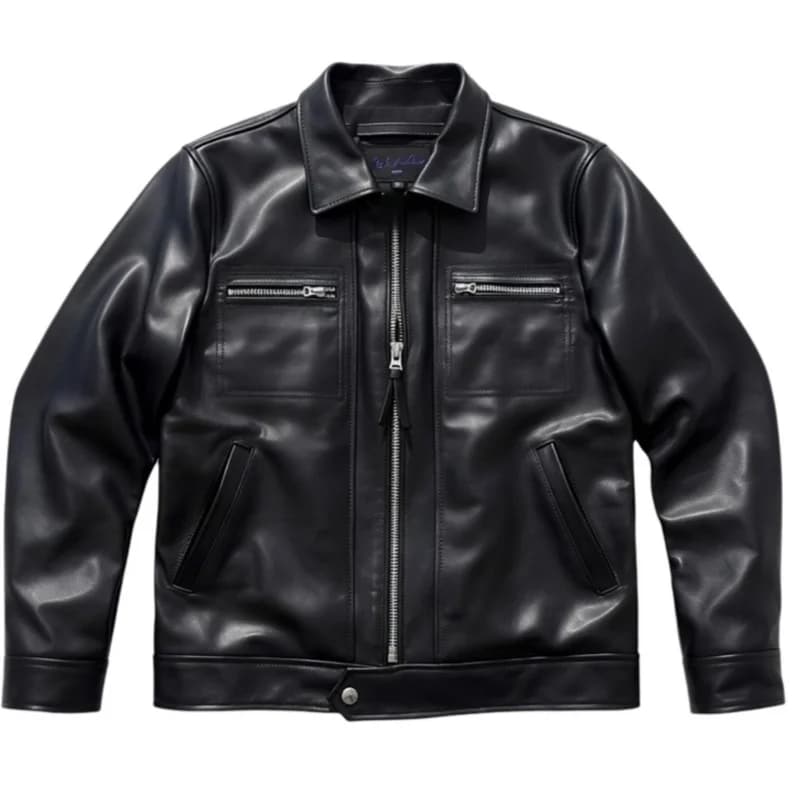 Black Autumn Leather Jacket Men Casual Style Plus Size 5XL Genuine Natural Cowhide Turn-Down Collar Slim Fit Leather Coat