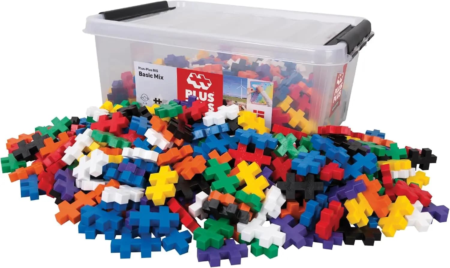 Set da gioco aperto - Vasca portaoggetti da 600 pezzi - Mix di colori base, giocattolo con stelo da costruzione, grandi blocchi puzzle ad incastro per