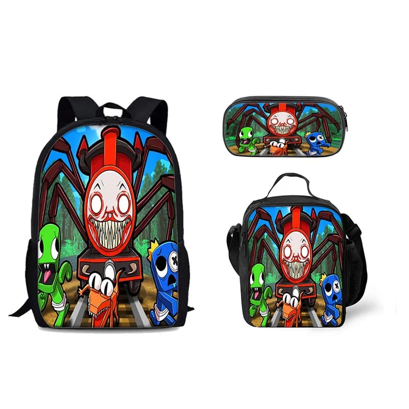 Popular Youthful Funny Choo-Choo Charles 3D Print 3pcs/Set Student Travel bags Laptop Daypack Backpack Lunch Bag Pencil Case