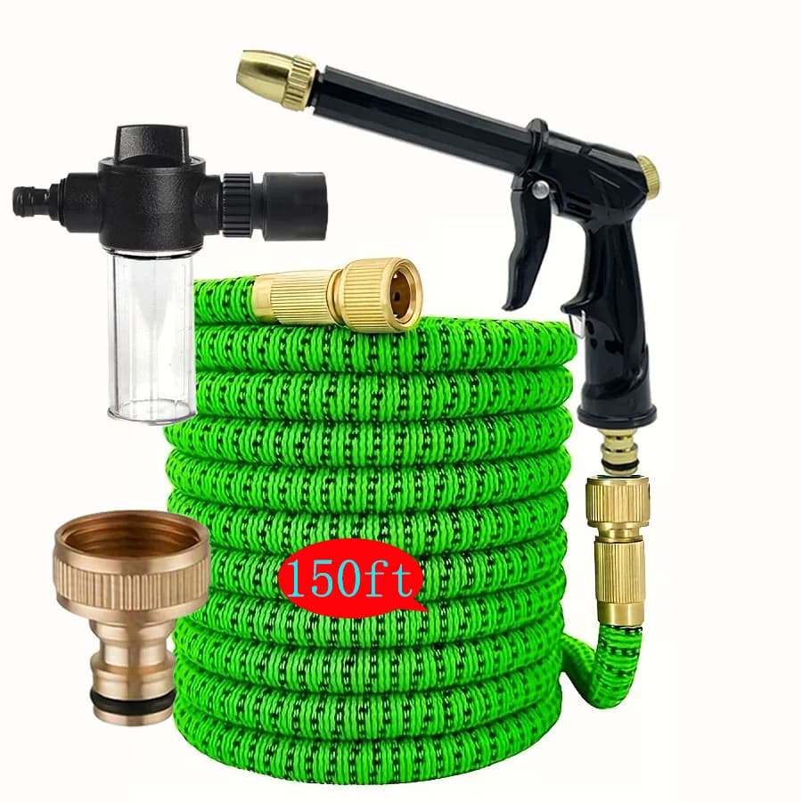 Magic Hose expandable garden pipe for irrigation and cleaning of the garden, 3/4 ", connector, spray head, irrigation device, without folds