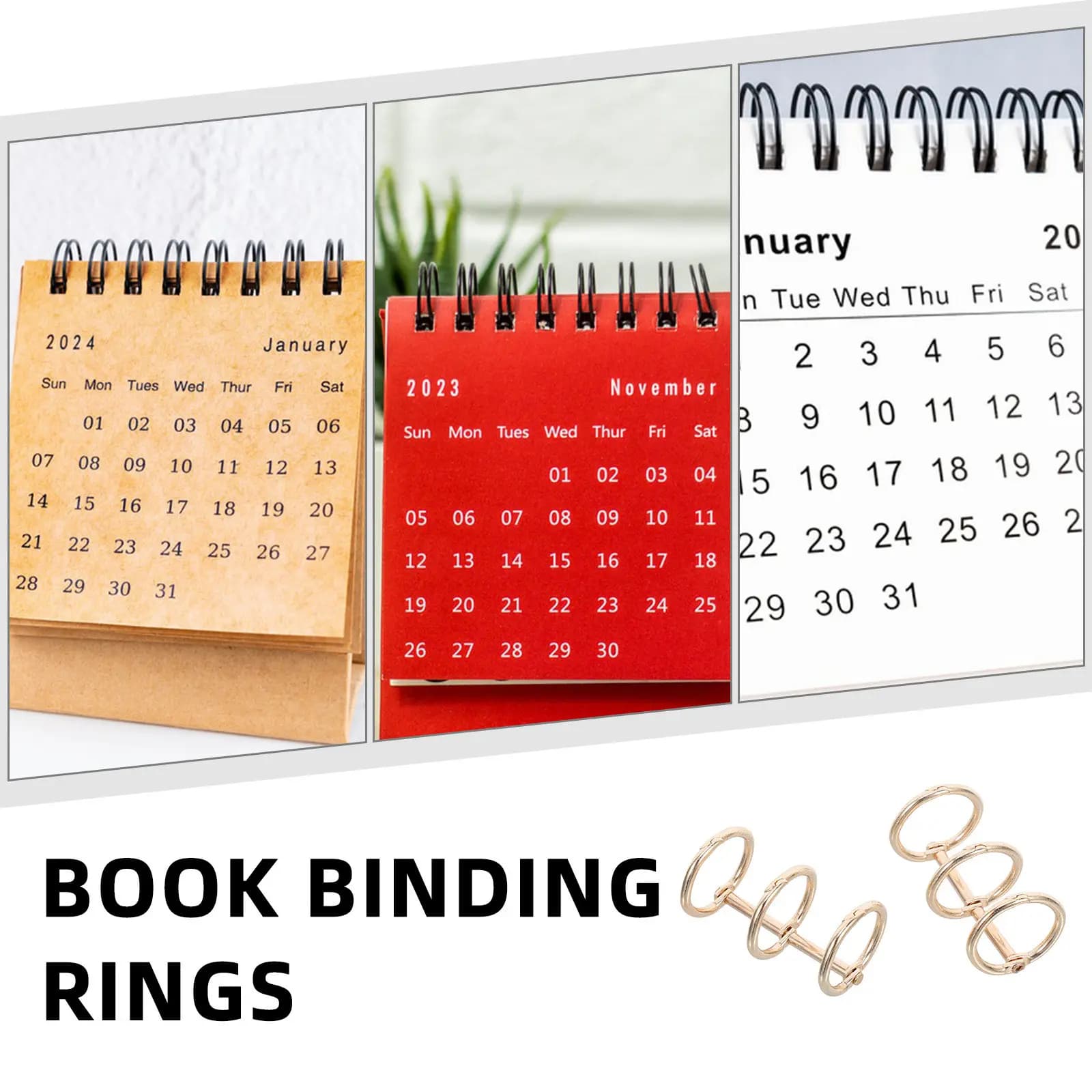 2 Pezzi Anelli Metallici per Rilegatura Libri, Anelli per Calendari, Agende, Quaderni, Diari, Flashcard, Organizer a Fogli Mobili - Eleganti