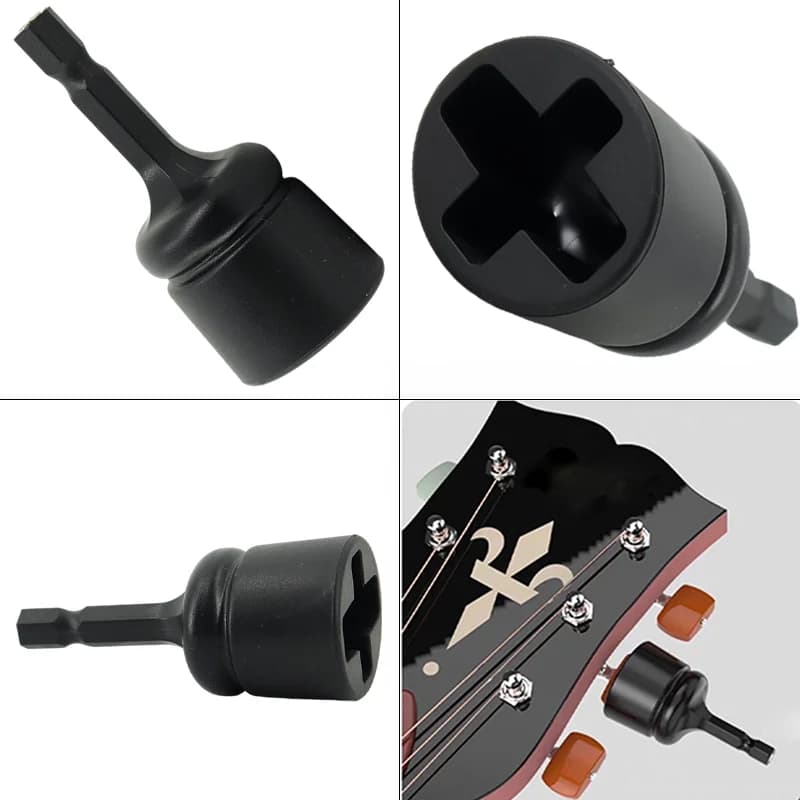 Guitar 1/4" Hex Shank String Winder Drill Bit Quick Electric Peg Winder Adapter for Guitar Bass Ukulele Drill