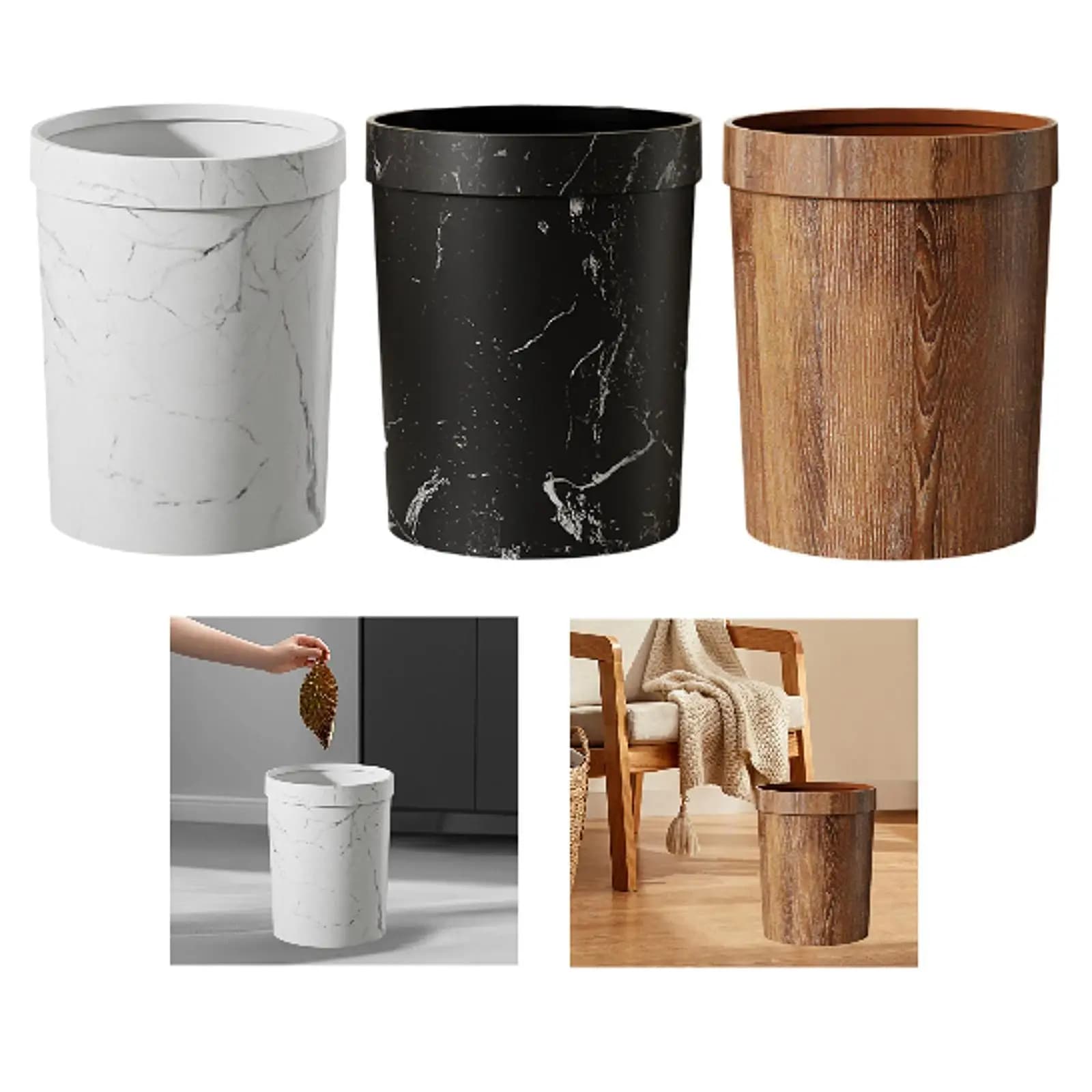 Cestino per Rifiuti Sottile in Materiale PP, Contenitore Moderno per Casa, Ufficio, Cucina e Bagno