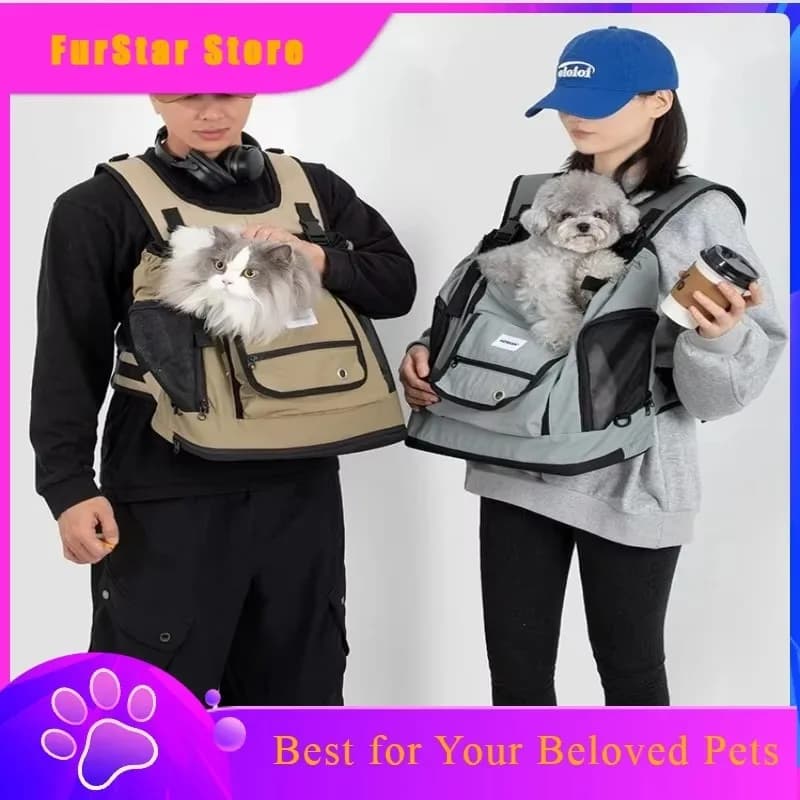 FurStarLarge Capacity Cat Backpack Portable Pet Carrier For Outdoor Travel With Shoulder Straps Chest Dog Backpack Pet Safety Se