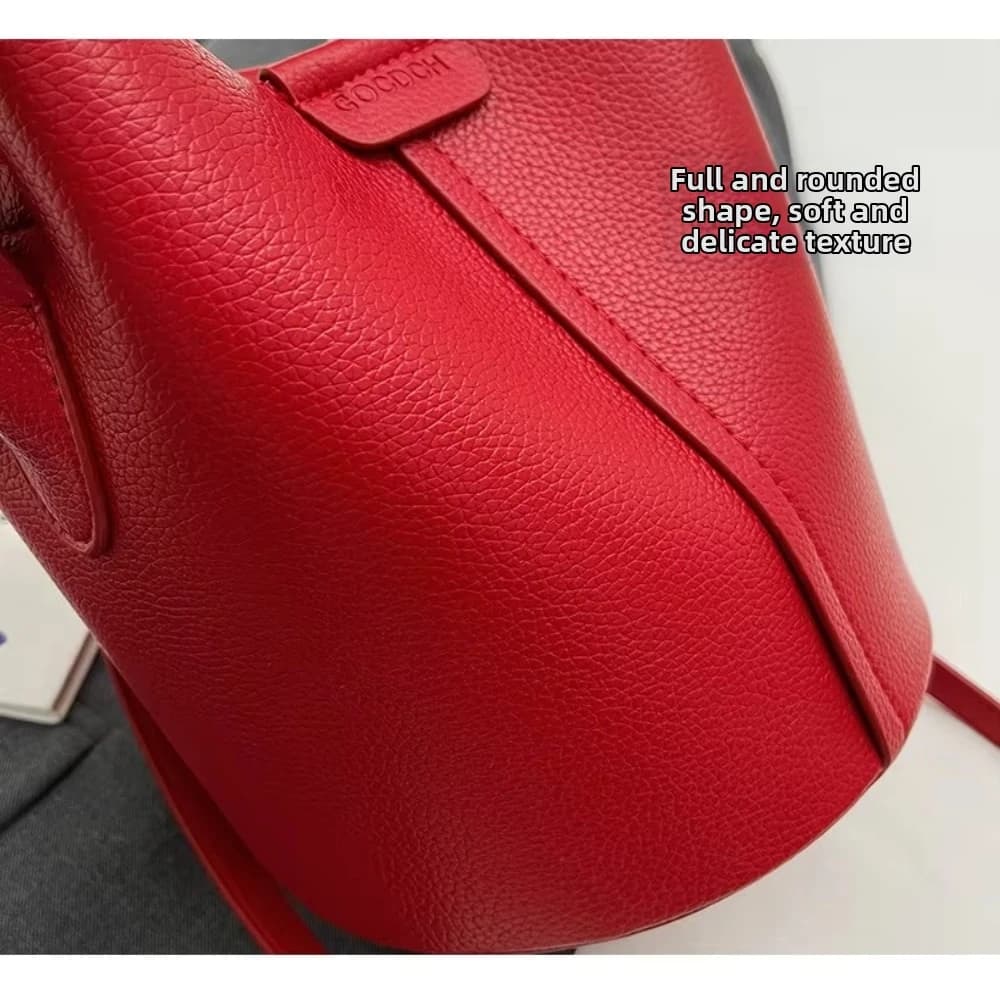 Borsa a Tracolla Rossa da Donna di Tendenza, Borsa a Secchiello Semplice ed Elegante, Versatile in Materiale PU, Regalo di Nozze