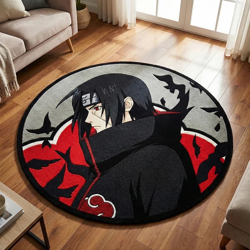 Anime Naruto Itachi Uchiha Circular Design Carpet Bedroom Living Room Anti-slip decorative carpet Collection Birthday gift carpet