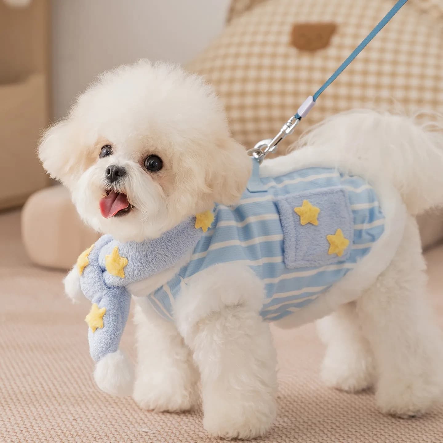 Sciarpa con stampa a stella Cappotto per cani Gilet per animali a righe verticali Teddy Abbigliamento invernale caldo Bichon Frise Giacca senza maniche Roba per cani