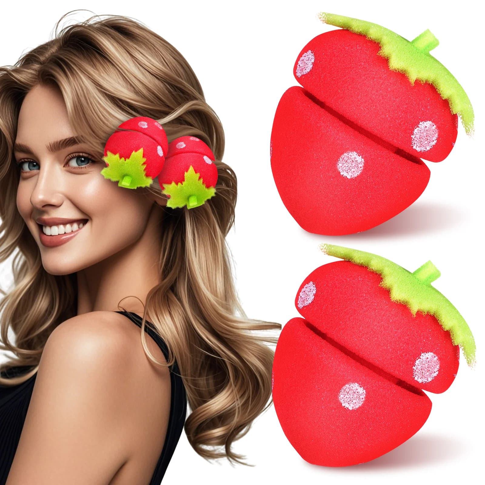 18 Pieces Strawberry hair trimmers soft sponge for heatless curls Gentle styling tool for women - Suitable for travel