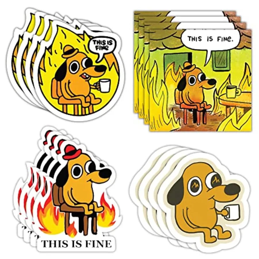 GRITKULTURE This is Fine Morale Meme Sticker Assorted 16 Pack for Cars, Trucks, Windows, Scrapbooking, Laptop in Support of Mil