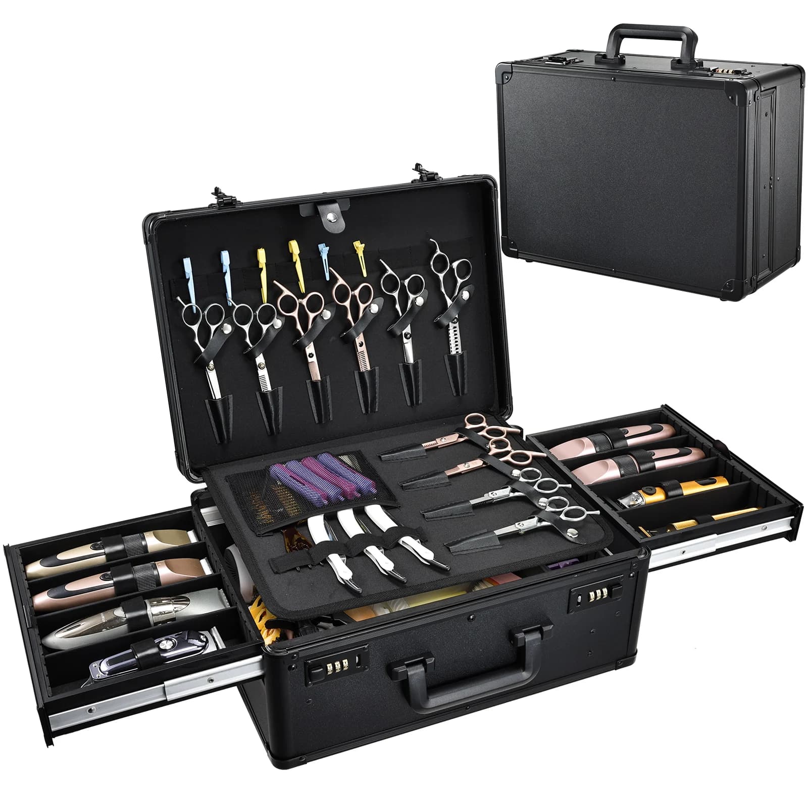 Forniture per barbiere professionale Organizzatore di strumenti per capelli Custodia da barbiere da viaggio Borse da barbiere per tosatrici e forniture Valigia da trasporto