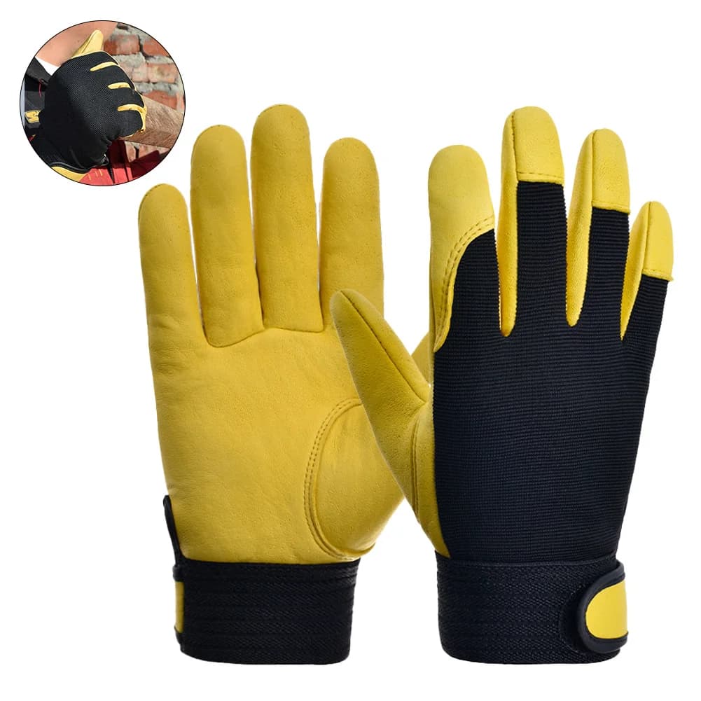 Guanti da lavoro in pelle di vacchetta Sicurezza Protezione del lavoro Giardino Sport Motociclette Conducenti Lavoro Saldatura Guanti resistenti all'usura