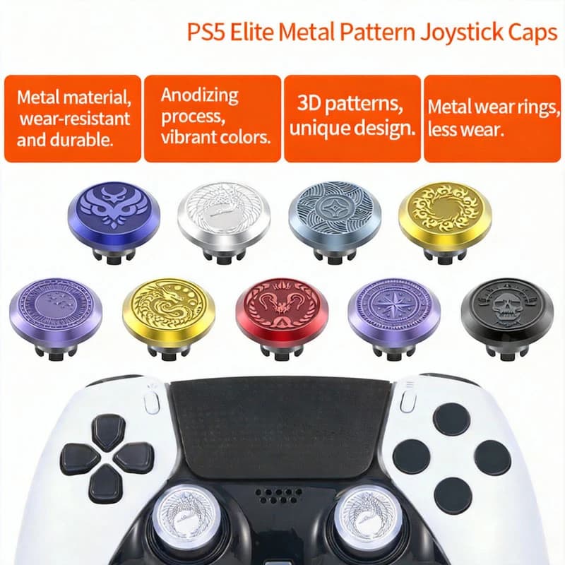 Cappuccio Joystick in Metallo 2167FC per Controller PS5 Edge Elite, Antiscivolo con Motivi Multipli