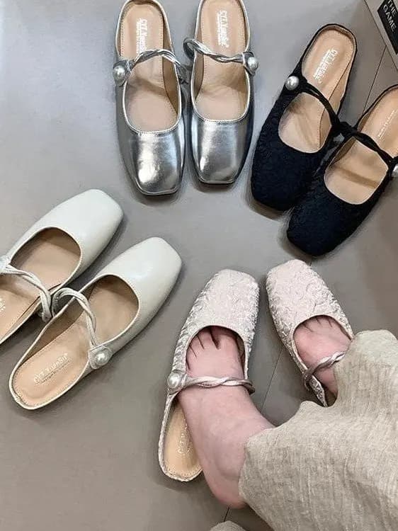 Scarpe basse con suola morbida da donna, Mary Jane slip-on con tacco piatto, stile coreano, ciabatte casual, sandali comodi con suola morbida