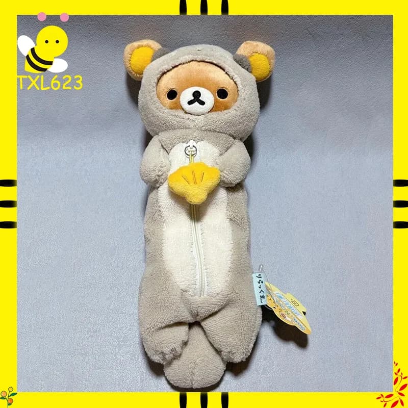 Astuccio portapenne con cerniera Rilakkuma Kawaii giapponese, simpatico astuccio a forma di lontra, scatola portaoggetti per cancelleria, borsa per il trucco, regalo per studenti e ufficio