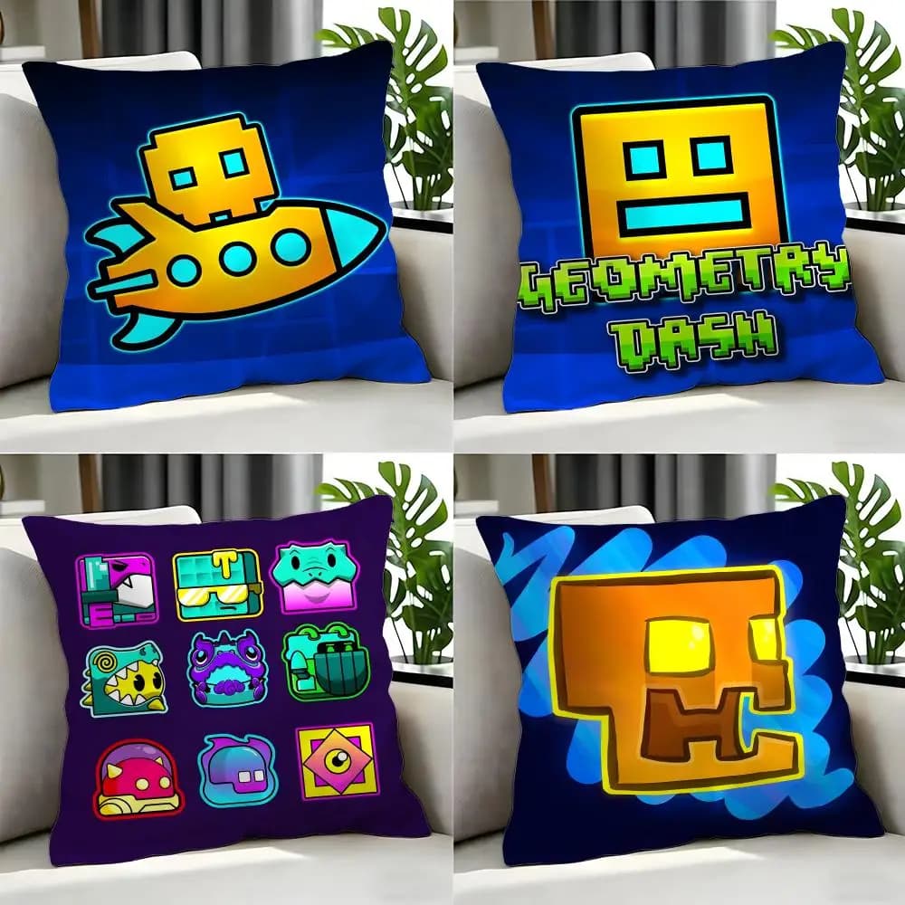 game Cartoon G-Geometry Dash game Cushion Cover Cushion Cover Set 4Pcs 50x50 45x45 40x40 Pillowcase Decorative Sofa Home Decor