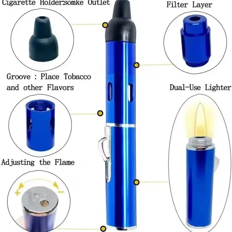 NUOVO Metallo Diretto Penna Lunga Spray Fiamma Blu Accenditore Aromaterapia Accendino Ad Anello Portatile Accendino Gonfiabile Accessori Per Sigarette
