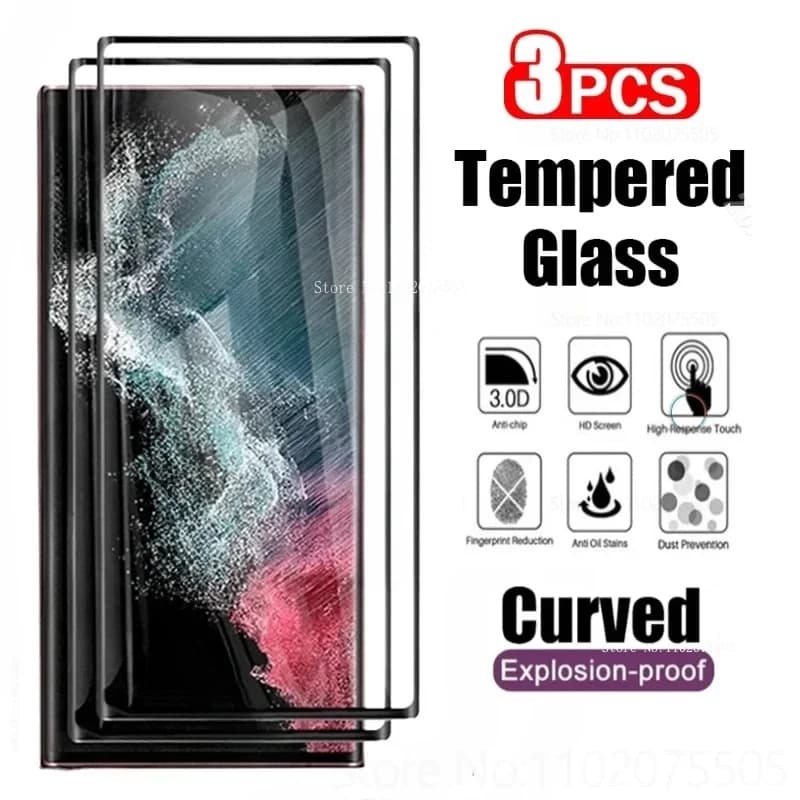 3 pezzi di vetro temperato curvo per Samsung Galaxy S25 S23 S21 S24 Ultra S20 Plus protezione dello schermo per Samsung Note 9 10 20 S10 S9