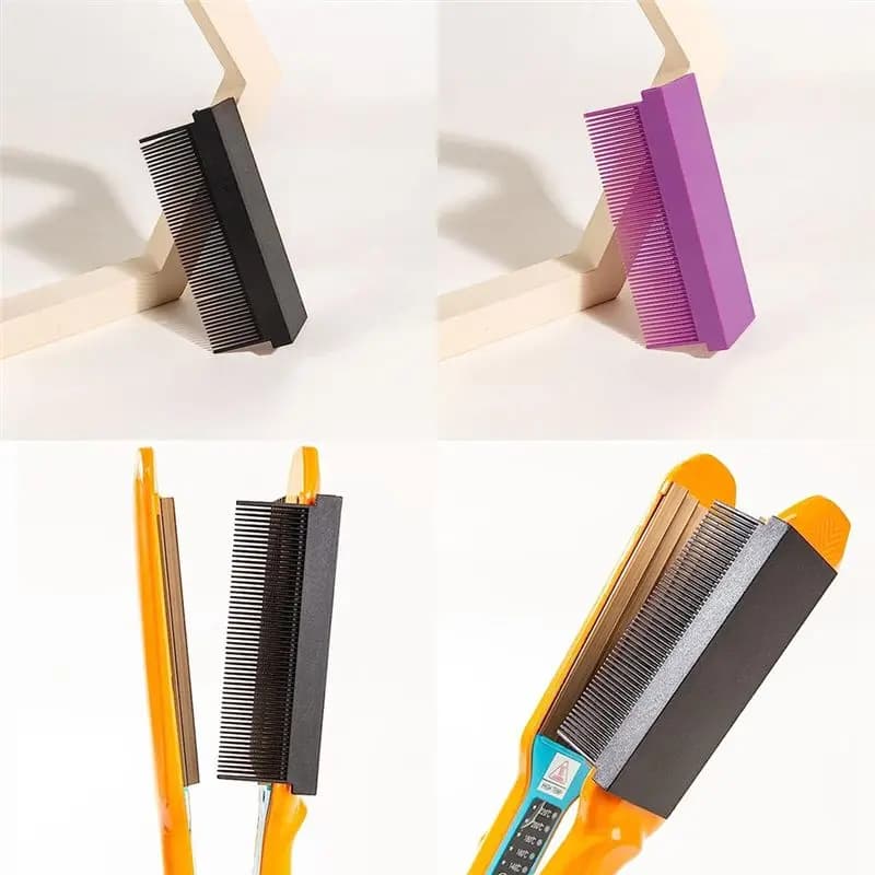Clinch Accessori per pettini fai-da-te da donna adatti per stirare i capelli, ferro da stiro, strumento per capelli compatto per uso professionale o domestico, nero + viola