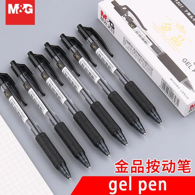 Penna Gel a Scatto M&G, Nera 0.5mm, Scrittura Fluida, Adatta per Studenti e Uso in Ufficio