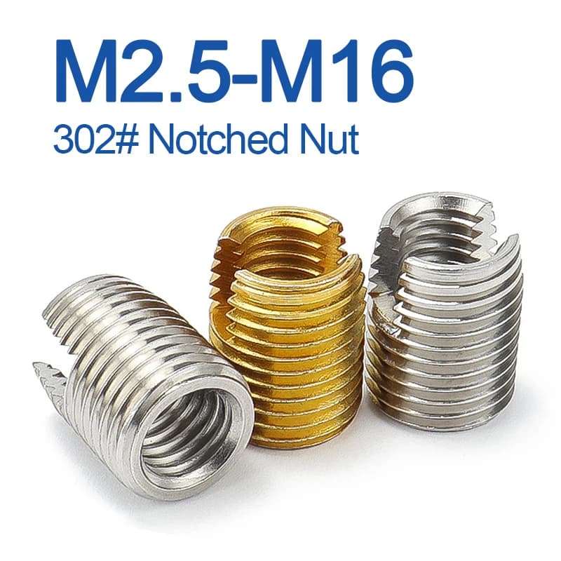 2/ 5/ 10 pz M2 M2.5 M3 M4 M5 M6 M8 ~ M16 Zincato/Acciaio Inossidabile Filettatura di Riparazione Inserto Intaglio Autofilettante Manicotto Dadi