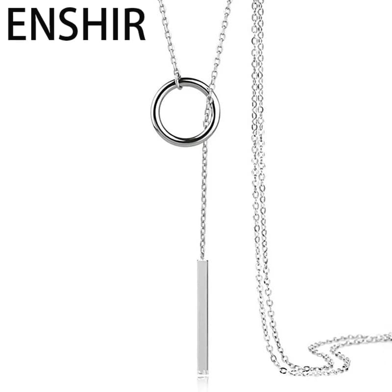 ENSHIR maglione catena Hollow Circle Pull collana per le donne semplice temperamento gioielli all'ingrosso