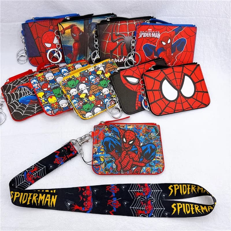 Marvel Spider-Man with Card Holder, Keyring and Cordino, Badge Door for Work, Cute Wallet for Boys