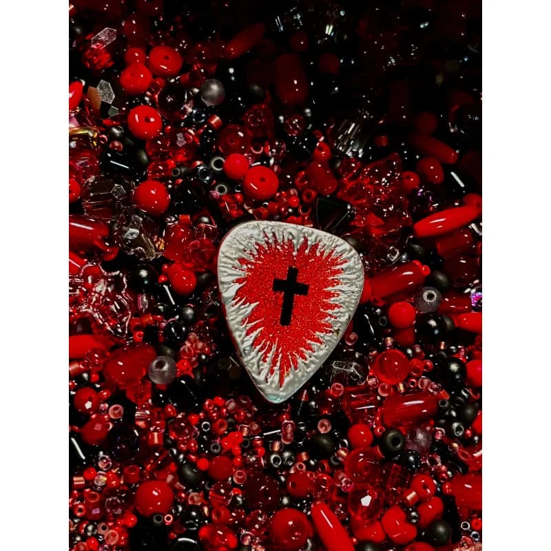 Plettro per Chitarra Artigianale Sacred Realm, Accessorio Indossabile e Suonabile per Creazione di Collane, Bracciali e Orecchini