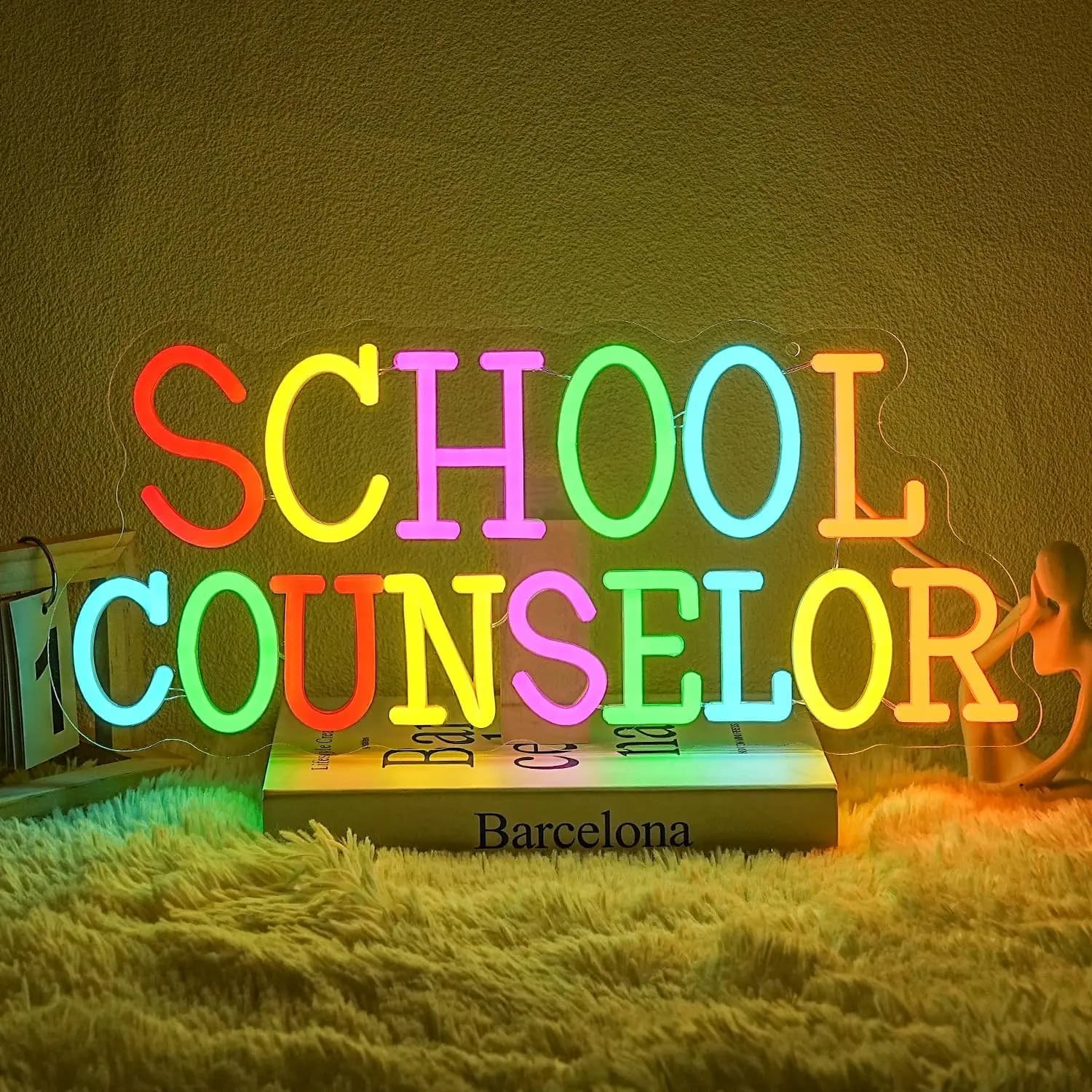Insegna al Neon per Consigliere Scolastico, Luce LED USB per Decorazione Aula, Camera da Letto, Regalo Personalizzato