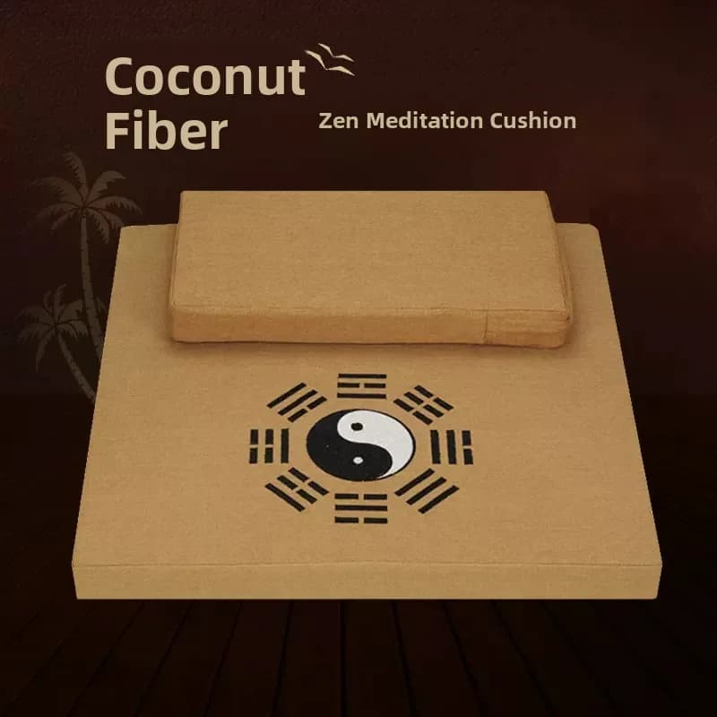Zazen Meditation Mat Brown Silk Removable Washable Decorative Home Use Cushion Square Shape Seating Pad for Morning And Eveni...