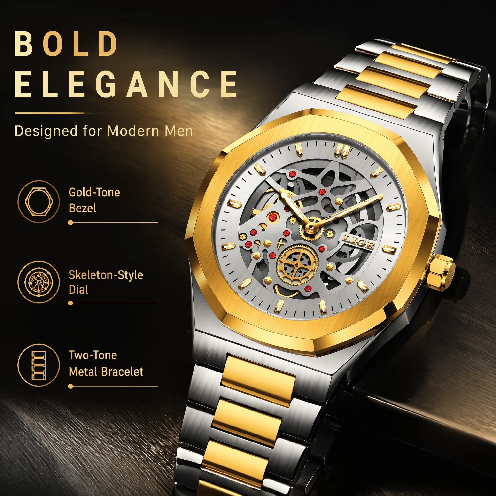 LIGE 2026 Luxury Men Clock Fashion Luminous Waterproof Chronograph Date Tourbillon For Stainless Man Quartz Men's Watches