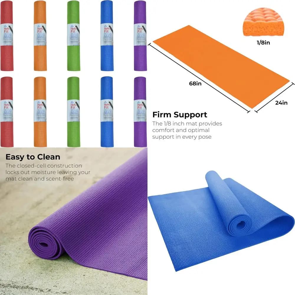 Set of 10 yoga mats, 68 x 24, 4 mm thick, anti slip mats for fitness and stretching, ecological mats for schools in