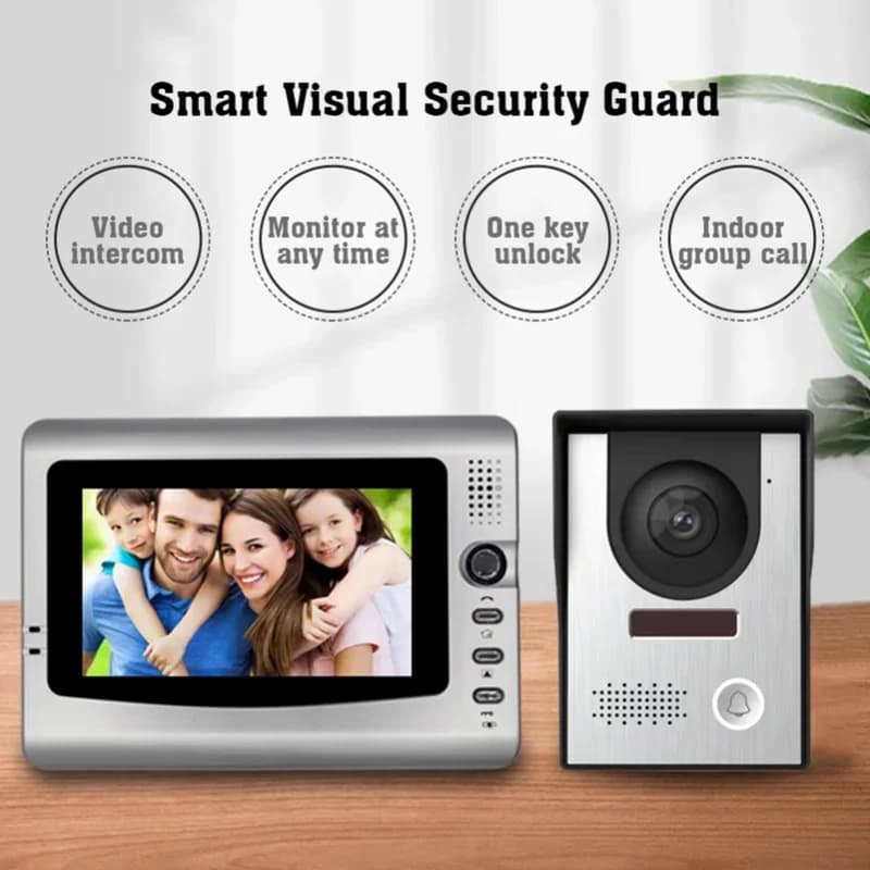 Sistema di videocitofono cablato Video intelligente da 7 "citofono visivo campanello Monitor per interni e supporto per fotocamera esterna sblocca infrarossi