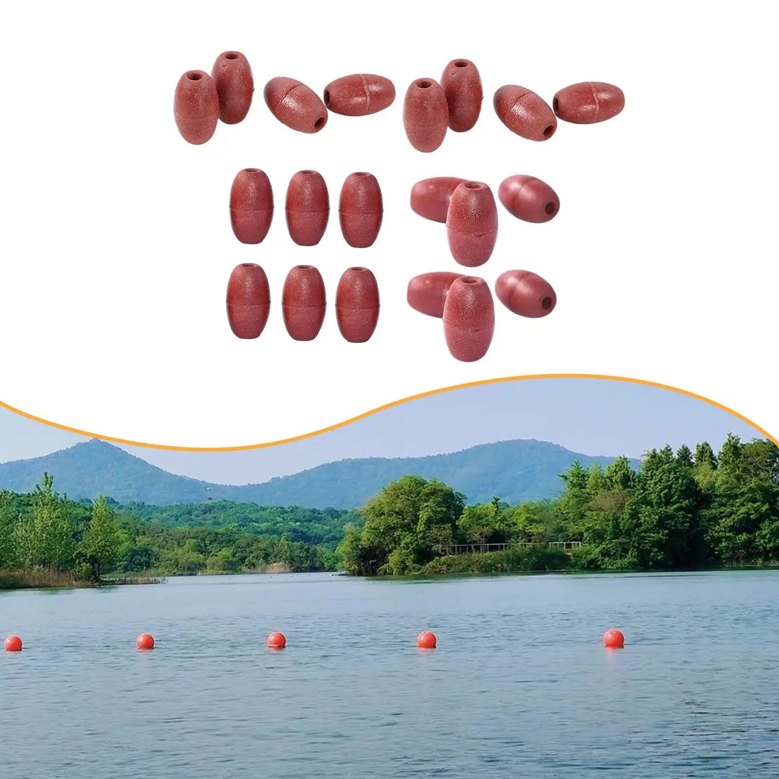20x Indicatore di pesca galleggiante in corda Galleggiante di ancoraggio per canoa marina e kayak per zone di parco acquatico Linee di avvertimento per il nuoto Canale marino