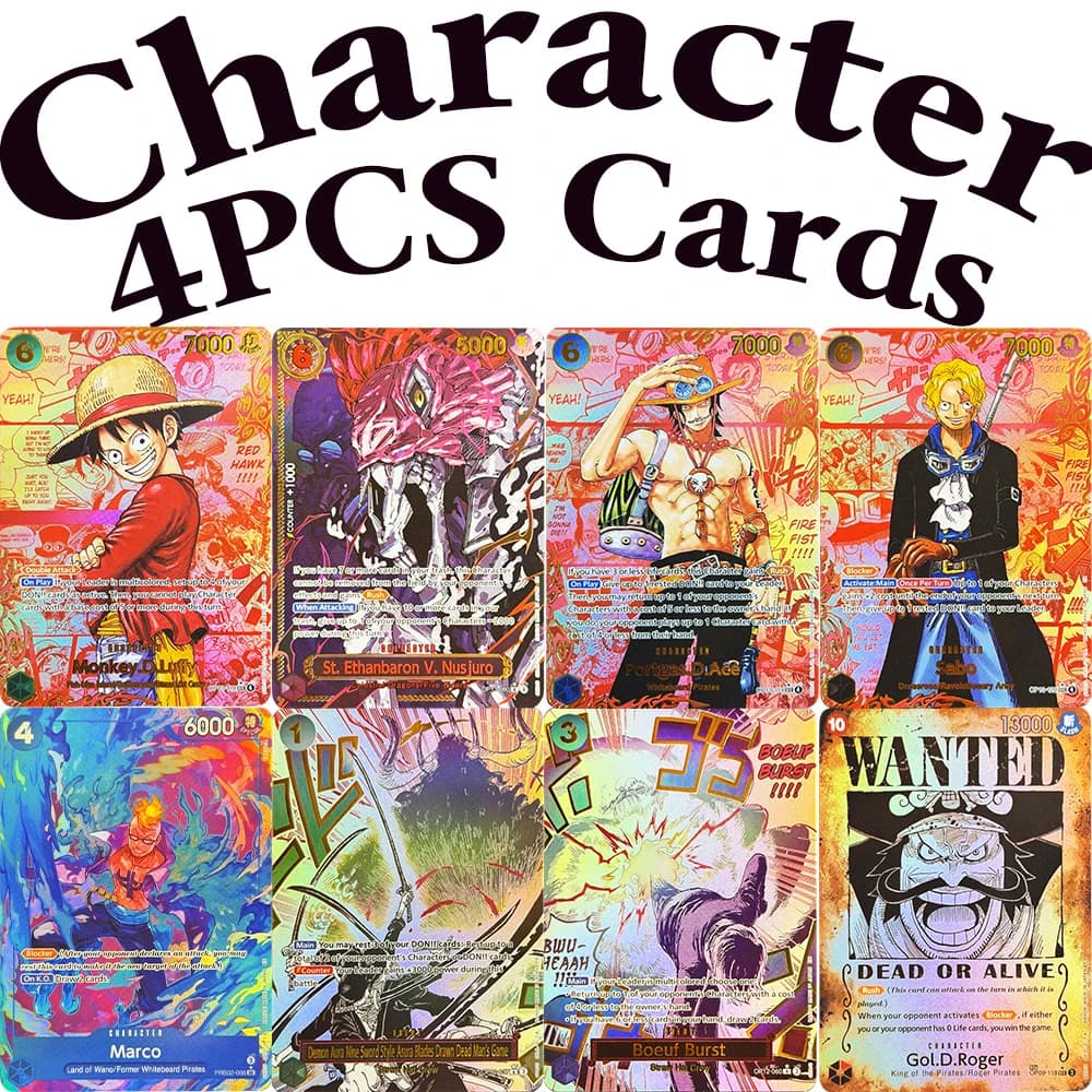 4 Pezzi Carte Personaggio One Piece OP13 Carrying on His Will Carte da Gioco Fai da Te Ace Boeuf Burst Hancock Marco Sabo Shanks Yamato