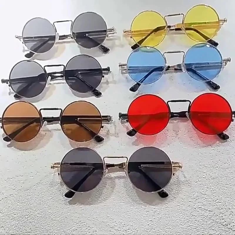 Occhiali da Sole Rotondi Vintage con Montatura in Metallo per Uomo e Donna, Stile Punk, Occhiali da Sole Circolari, Occhiali da Vista per Uomo e Donna