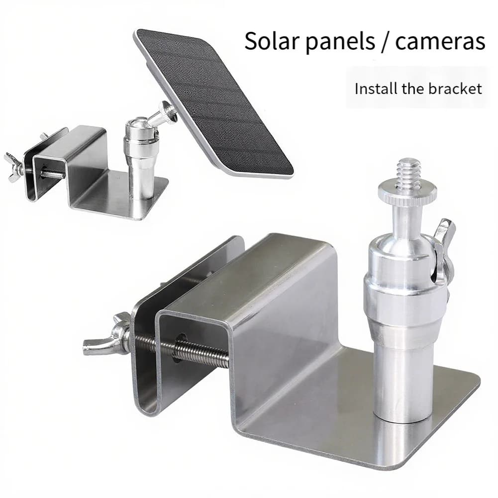 Supporto per Grondaia Regolabile in Acciaio Inossidabile per Pannello Solare Eufy e Arlo, Resistente alle Intemperie