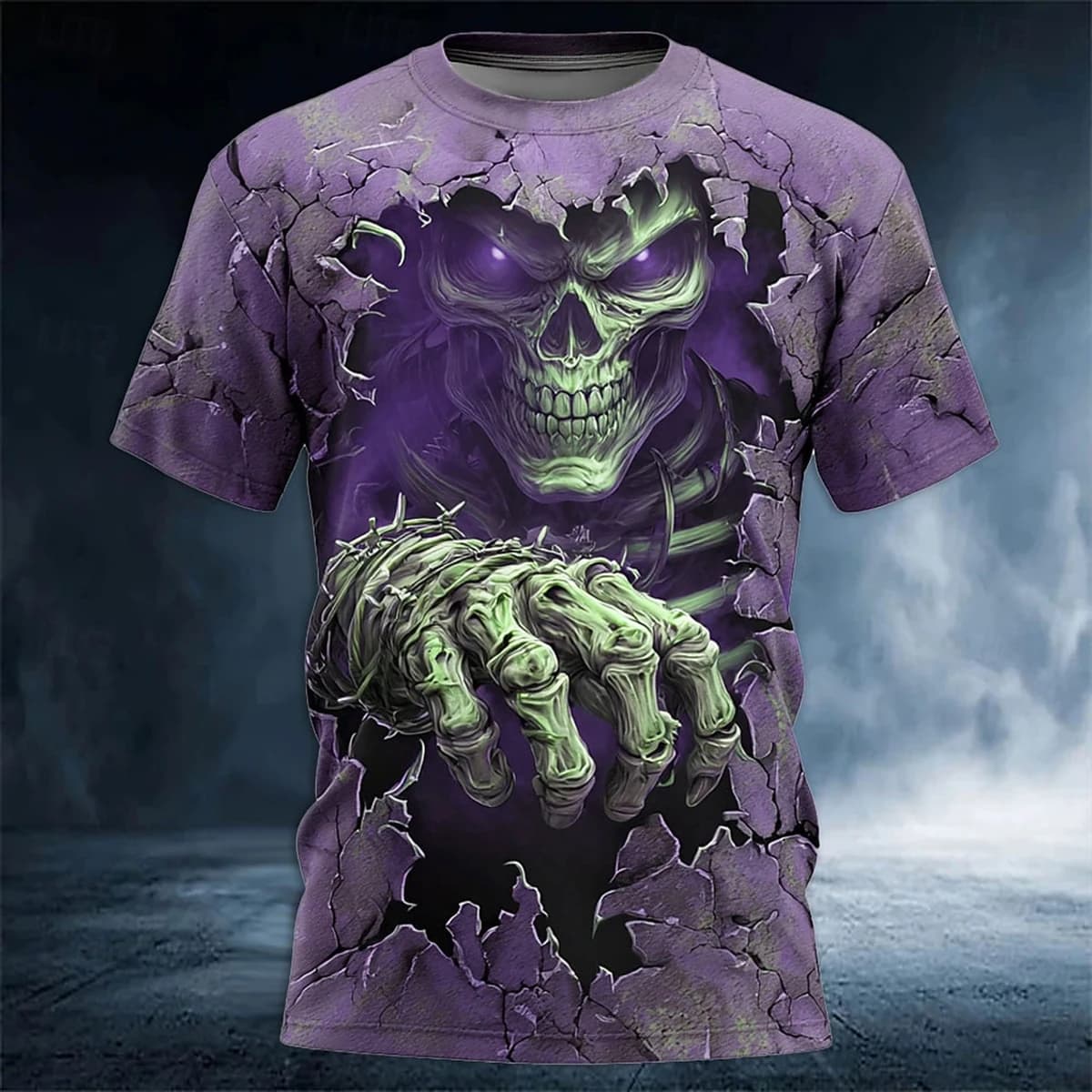 T-shirt 3D horror di Halloween da uomo modello stampato 3D estate O-collo manica corta abbigliamento casual da strada allentato