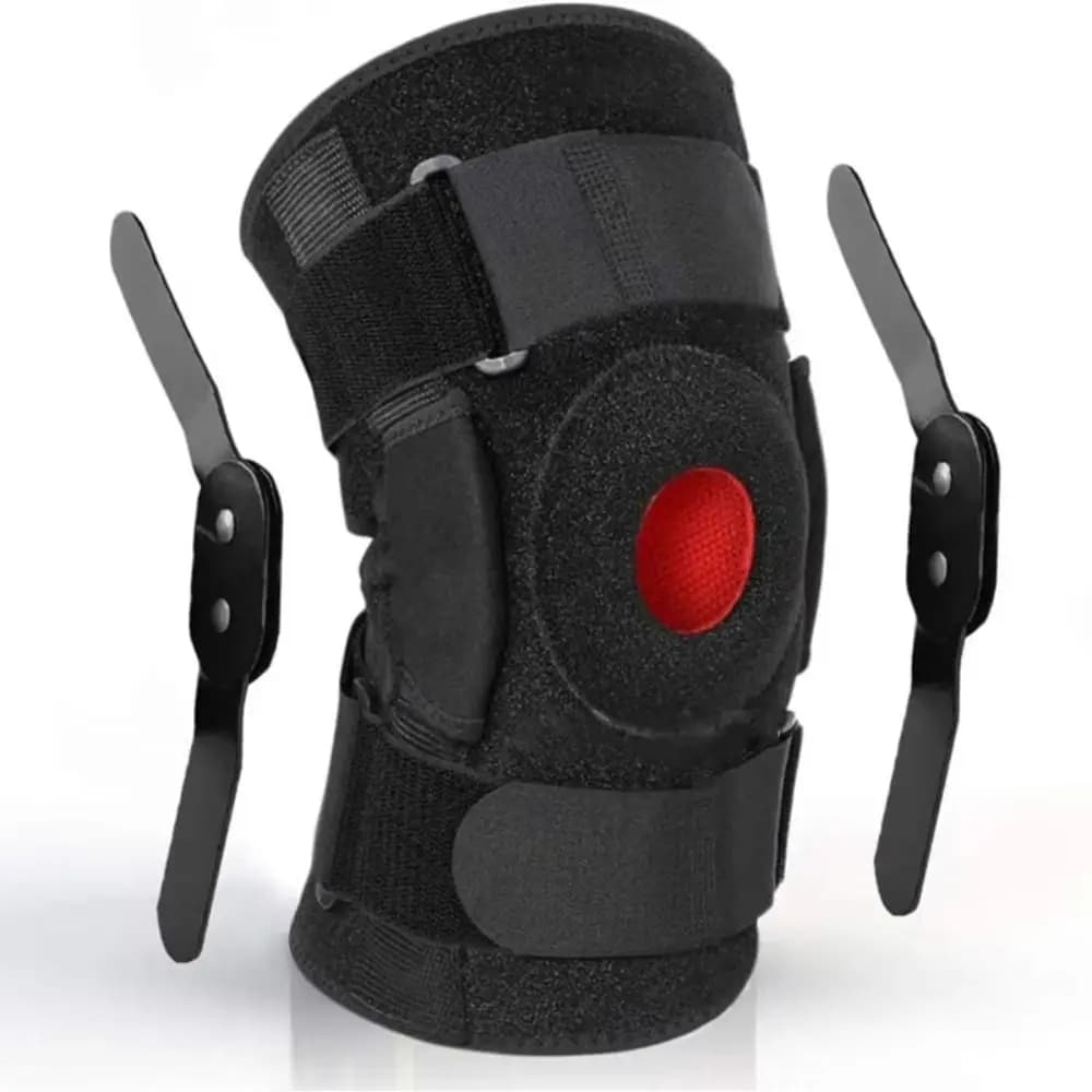 Supporto per Ginocchio a Compressione con Stabilizzatori Laterali, Protezione per Ginocchio, Fascia Regolabile, Supporto per Ginocchio con Rotula Aperta