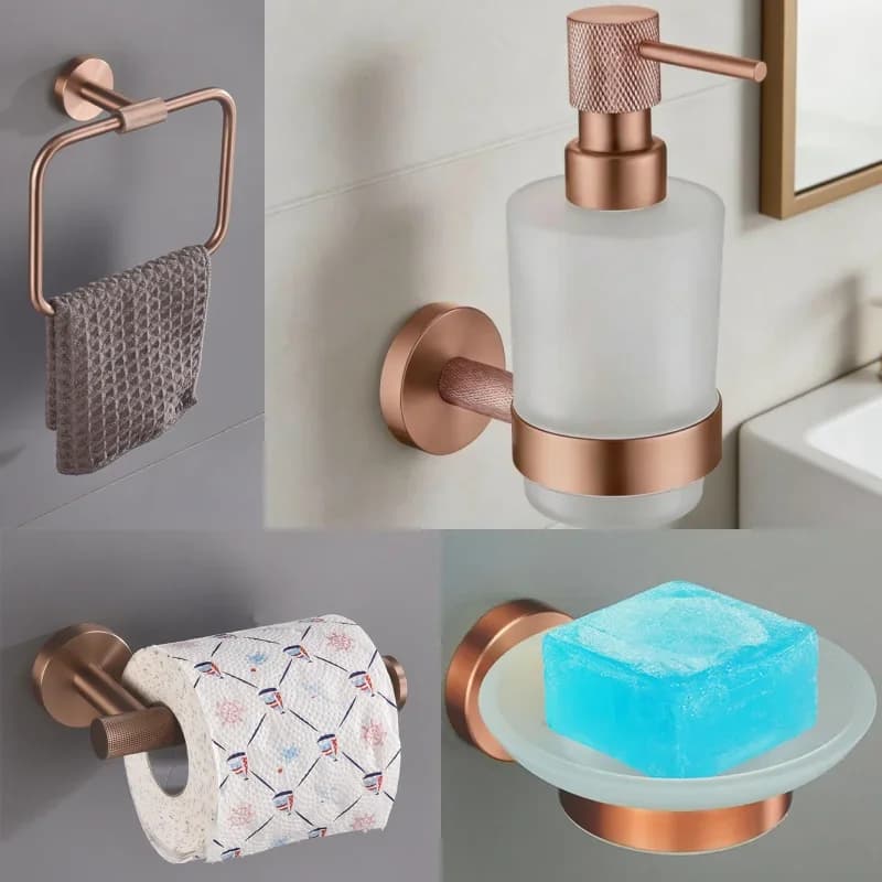 High Quality Bathroom Accessories Set Soap Dispenser Toilet Brush Holder Paper Holder Towel Bar Hook Hardware
