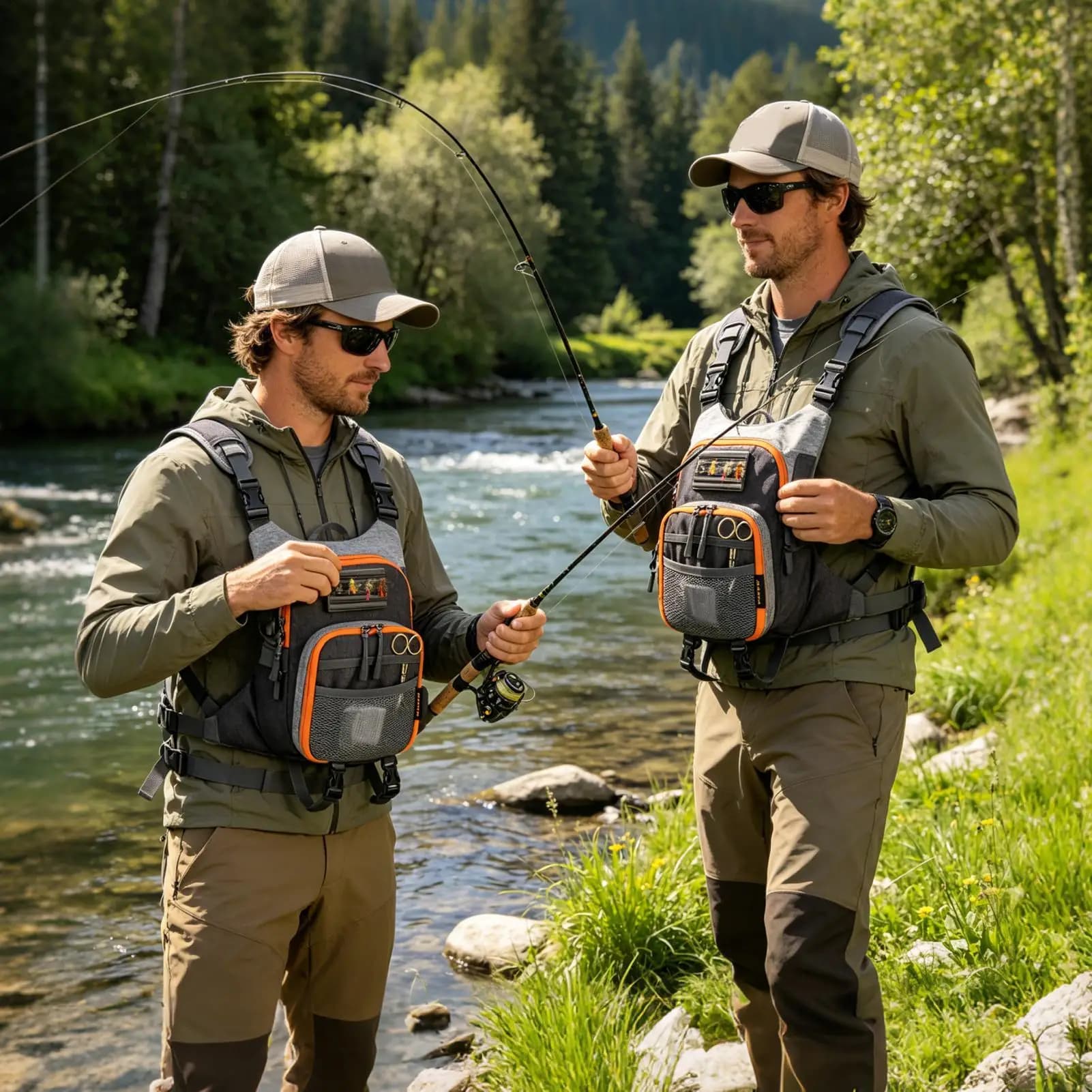 Trout Fishing Bag Tackle Box Storage Pouch Fly Fishing Sling Pack For Saltwater Freshwater Bass Trout Catfish Tool Rig Lure Bait